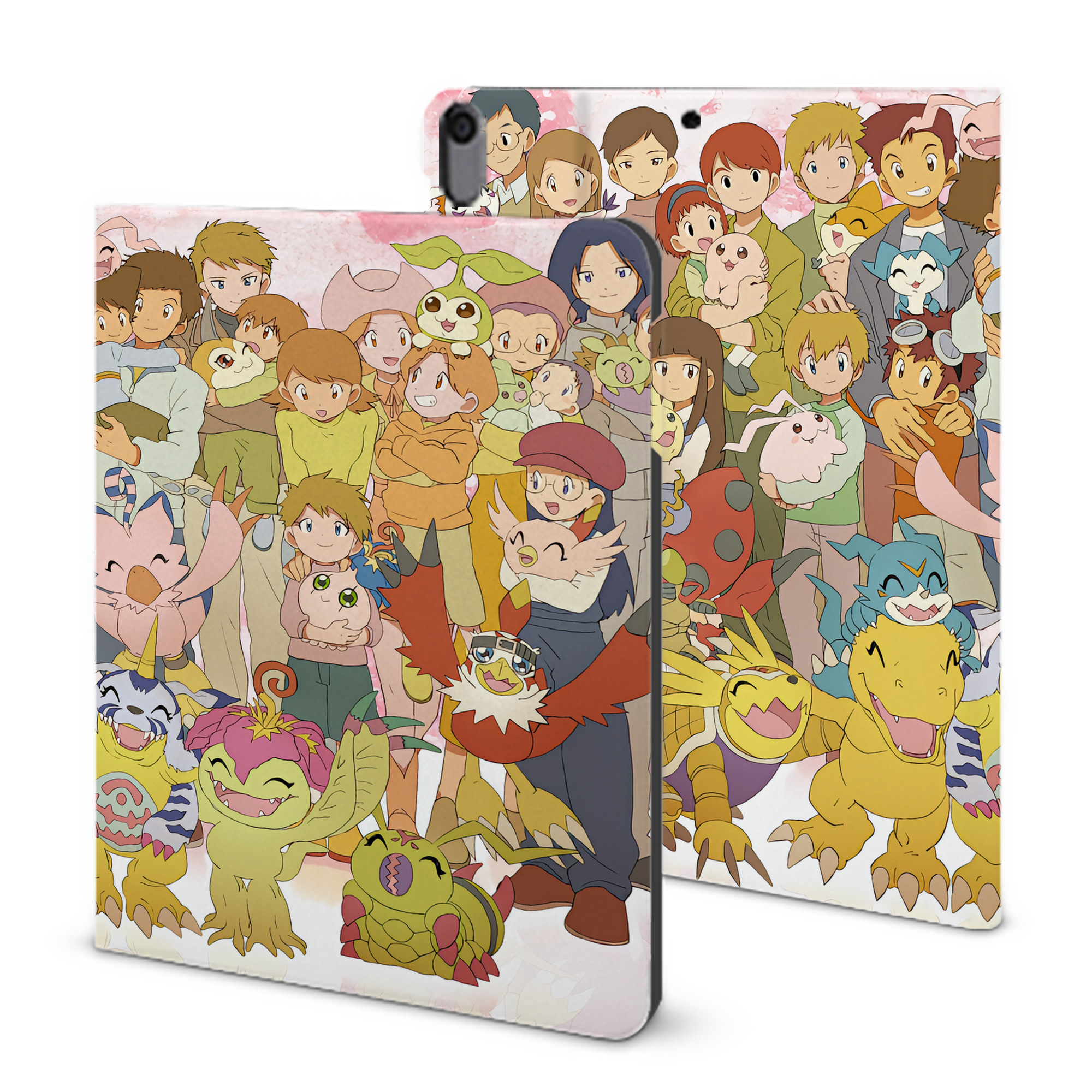 （画像用） Digimon デジタルモンスター/デジモン IPad ケース ブック型 PUレザー TPU 耐衝撃 軽量 薄型 ペン収納なし 全面保護 IPad 各モデル対応
